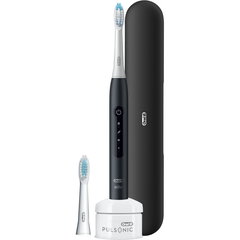 Periuta de dinti electrica Oral-B Pulsonic Slim Luxe 4500, tehnologie Soft Sound, 31.000 miscari/minut, 3 programe, 2 capete, trusa de calatorie, negru