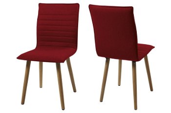 Set 2 scaune din lemn tapitate Karla Red/Dark Oak