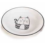 Farfurie din ceramica alb negru model Pisica Ø 20 cm