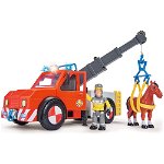 Masina de pompieri Simba Fireman Sam Phoenix cu figurina, cal si accesorii, Simba