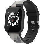 kids smart watch, 1.3 inches IPS full touch screen, black plastic body, IP68 waterproof, BT5.0, multi-sport mode, built-in kids game, compatibility with iOS and android, 155mAh battery, Host: D42x W36x T9.9mm, Strap: 240x22mm, 33g