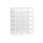 Cutii de pantofi SONGMICS, set de 18 organizatoare stivuibile, structura rezistenta ABS, 34x23x14cm, transparent