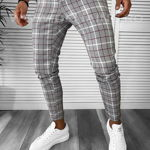 Pantaloni barbati casual regular fit in carouri B7840 2-1 E, 