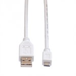 Cablu de date Value USB 2.0 la micro USB-B, 0.8m Alb 11.99.8754-10