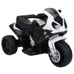 HOMCOM Motocicletă Electrică pentru Copii Licențiată BMW, 3 Roti, Baterie 6V, Alb și Negru | Aosom Romania, HOMCOM