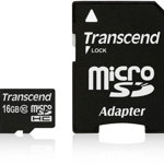 Micro SDHC 16GB Class 10 + Adaptor SD, Transcend