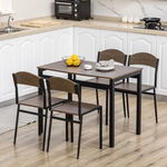 HOMCOM Set de sufragerie 5 piese cu 1 masa dreptunghiulara 100x63x76,5 cm si 4 scaune 45x40x82 cm, maro negru, HOMCOM