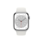 Smartwatch Apple Watch S8, ecran LTPO OLED, Bluetooth, Wi-Fi, GPS, Bratara Silicon 41mm, Carcasa aluminiu, Rezistent la apa 5ATM (Alb)