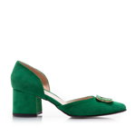 Pantofi eleganți damă din piele naturală - 23019 Verde Velur, Raxela