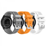 Set 3 curele pentru ceas 22 mm pentru Galaxy Watch 3 45mm Gear S3 Frontier Huawei Watch GT 3 Huawei Watch GT 2 46mm Huawei Watch GT silicon gri portocaliu alb, krasscom