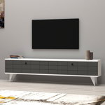 COMODA TV Alberi - Anthracite, White, Gri, 160x35x25 cm, Puqa Design