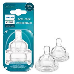 Tetina Classic anti-colici cu 1 orificiu cu debit mic, 0luni+, 2 bucati, SCY761/02, Avent, Philips Avent