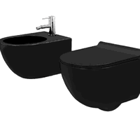 Set vas wc suspendat și bideu inclus capac slim softclose Rea Carlo Negru Mat, Rea