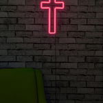 Decoratiune luminoasa LED, Cross Sign, Benzi flexibile de neon, DC 12 V, Roz, Neon Graph