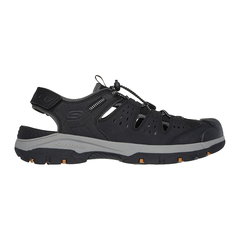 Skechers, Sandale de piele ecologica si material textil Tresmen Menard, Negru, 43