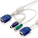 Cablu combinat, Level One, KVM, 5m, Alb/Albastru