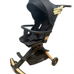 Carucior sport L-Sun, C2 Deluxe, reversibil, pliabil compact, cu maner de troller, cu lumini si muzica, Negru cu aripi