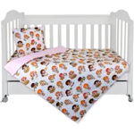 Set Lenjerie cu 4 piese 60/120 cm, bumbac 100%, Angels Baby - Multicolor, Pufinas