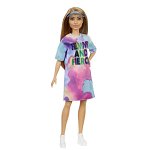 Papusa Barbie Fashionistas Petite Light Brown Hair With Tie-dye T-shirt Dress (grb51) 