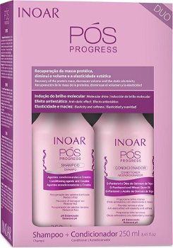 Inoar Rinkinys dupa tratamentul cu keratina Kit INOAR Pos Progress Duo: sampon 250 ml + balsam 250 ml, Inoar