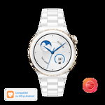 Smartwatch Huawei Watch GT 3 Pro Frigga-B19T, Display AMOLED 1.32", 32MB RAM, 4GB Flash, Bluetooth, GPS, Carcasa ceramica 43mm, Bratara ceramica, Rezistent la apa, Android/iOS (Alb)