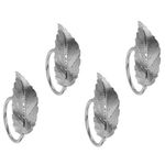 Set 4 inele pentru servetele Leaf V3, 4.5 x 3 cm, metal, argintiu, Excellent Houseware