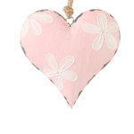 Decoratiune inima roz cu flori albe, 23 cm, AMAZING ART-GIFT SHOP
