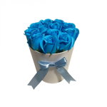 Cutie Rotunda Cu 11 Trandafiri Bleu, 20cm