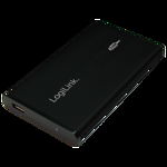 Carcasa HDD IDE de 2,5inch USB 2.0 Aluminiu, LogiLink UA0040B (Negru), LogiLink