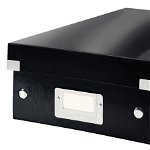 Cutie depozitare Leitz WOW Click & Store Organizer, carton laminat, partial reciclat, cu capac, 22x10x28 cm, negru, Leitz