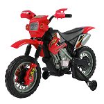 HOMCOM Motocicletă Electrică pentru Copii 3-6 Ani din Plastic cu Roți de Sprijin, Faruri și Muzică, 102x53x66 cm, Rosu și Negru, Qaba