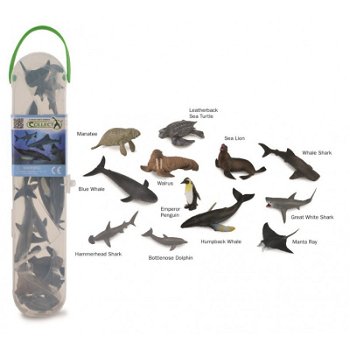 Set 12 figurine animale marine Collecta, plastic cauciucat, cutie inclusa, 3 ani+, Collecta