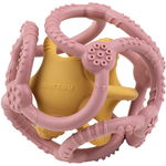 NATTOU Teether Silicone Ball 2 in 1 jucărie pentru dentiție Pink / Yellow 4 m+ 2 buc, NATTOU