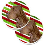 Caroline`s Treasures Field Spaniel Candy Cane de vacanță de Crăciun Set de 2 Cupa Titular Car Coasters Dungi roșii verzi Large, 