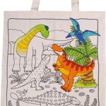 Sacoșă textilă de colorat – Dinozauri, 37 x 42 cm, edituradiana.ro