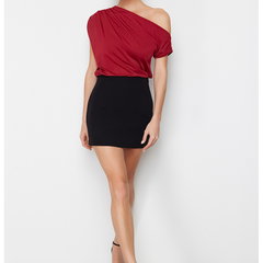 Trendyol Collection Bluză tricotată stretch cu mâneci zero, cu potrivire normală/caki, guler asimetric TWOSS24BZ00396