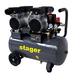 Compresor aer STAGER HM0.75x2JW/50 4530127550, 50 L, 8 bar, 270 L/min, monofazat, angrenare directa, silentios, PROGARDEN