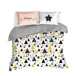 Lenjerie de pat dubla I love - Black a Yellow, EnLora Home, 3 piese, bumbac ranforce, negru/galben, EnLora Home