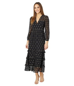 Imbracaminte Femei Saltwater Luxe Primrose Long Sleeve Jacquard Maxi Dress Black, Saltwater Luxe