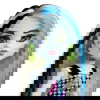 Păpuşă Monster High - Frankie Stein, purtând o rochie scurtă și pantofi roz, 27 cm