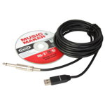Cablu Jack Mono to USB, placa de sunet inclusa, lungime 5 m