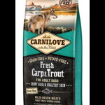 CARNILOVE Fresh Hair & Skin S-XL, Crap și Păstrăv, hrană uscată fără cereale câini, piele si blană, 12kg, Carnilove
