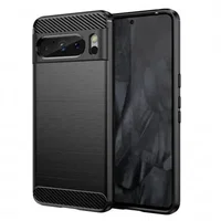 Husa pentru Google Pixel 8 Pro din silicon, SLIM, cu textura Fibra Carbon Skyddar - Negru