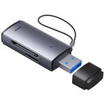 Card Reader Lite WKQX060013 Interfata USB 3.0 SD microSD Viteza pana la 480Mbp Metalic Argintiu, Baseus