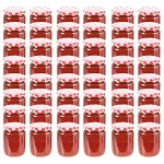 Borcane de sticlă pentru gem capac alb și roșu, 48 buc, 230 ml