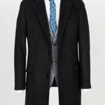 Palton negru slim cu lana, Escudo