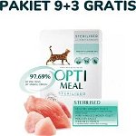 Hrana umeda completa pentru pisici sterilizate, Optimeal, cu carne de vita si file de curcan in jeleu, 12 x 85 g