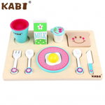 Joc Kabi 2 in 1 Puzzle si Joc de rol Micul Dejun, 10 accesorii din lemn bine finisat si vopsit cu lacuri non-toxice, ERIC SHOP