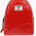 Moschino Love Faux Leather Sporty Label Backpack Red, Moschino