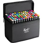 Set 80 de carioci profesionale, cu cerneala pe baza de alcool, cap dublu, OEM